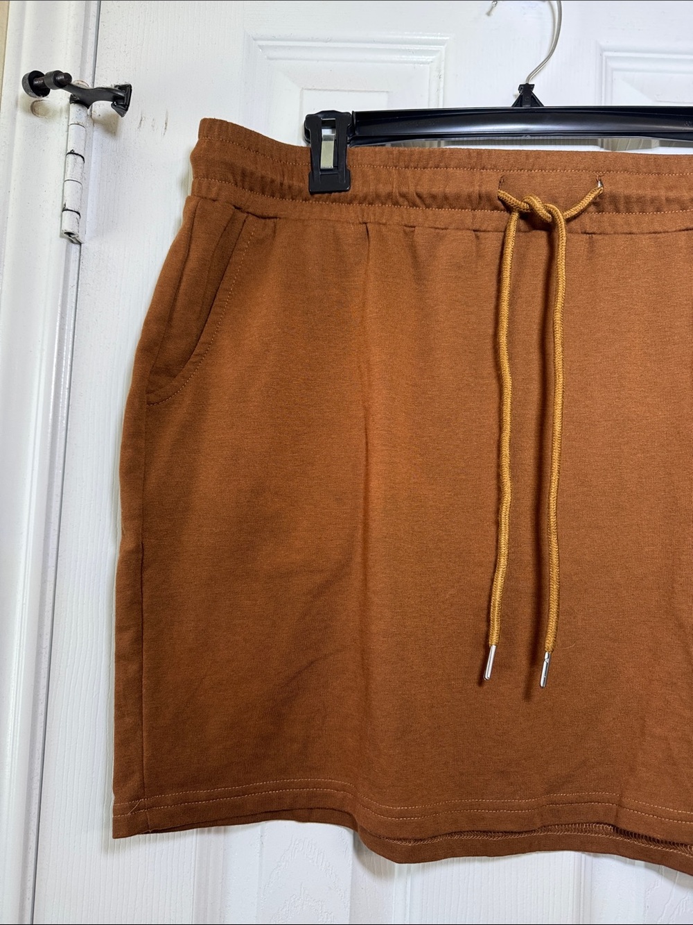Rust Brown Drawstring Knit Mini Skirt - Picture 5 of 9
